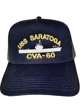 USS Saratoga CVA-60 Baseball Cap Hat Mesh Snapback Blue Embroidered US Navy